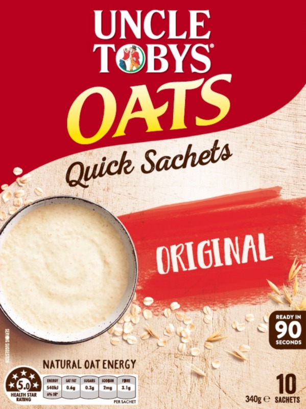 UNCLE TOBYS OATS Quick Satchet Original 340g at Mighty Ape NZ