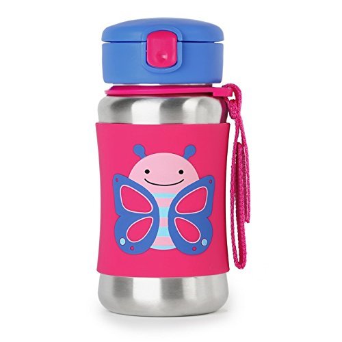 Skip Hop: Zoo Stainless Steel Straw Bottle - Butterfly image