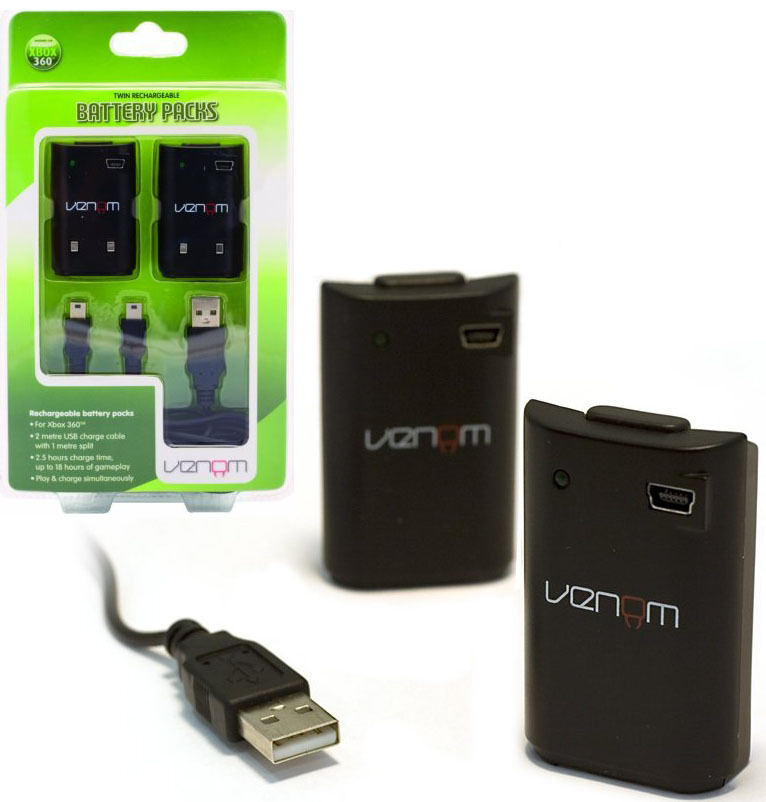 Venom Twin Rechargable Battery Packs Black Xbox 360 Buy Now at