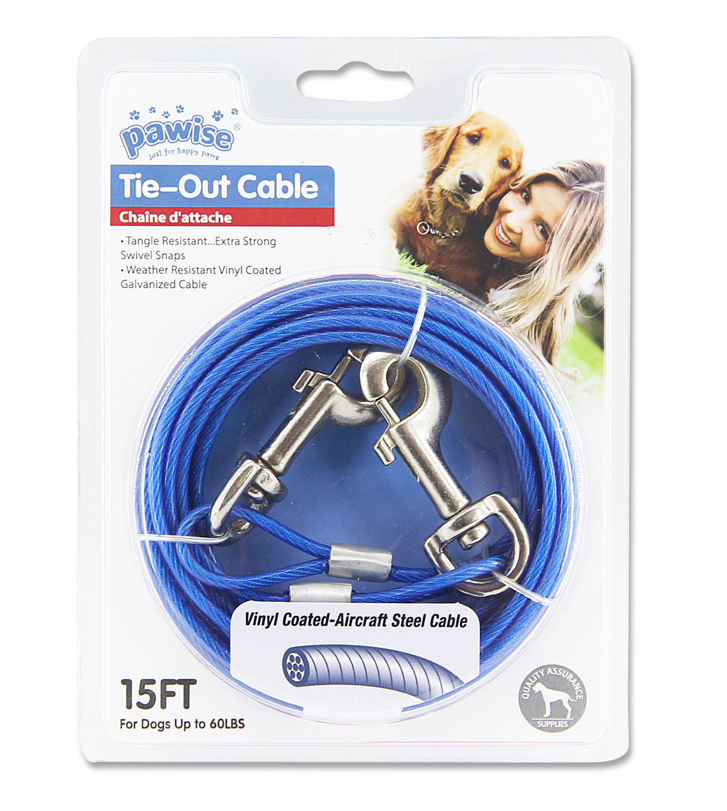 Pawise: Tie Out Cable Red/Blue Assorted