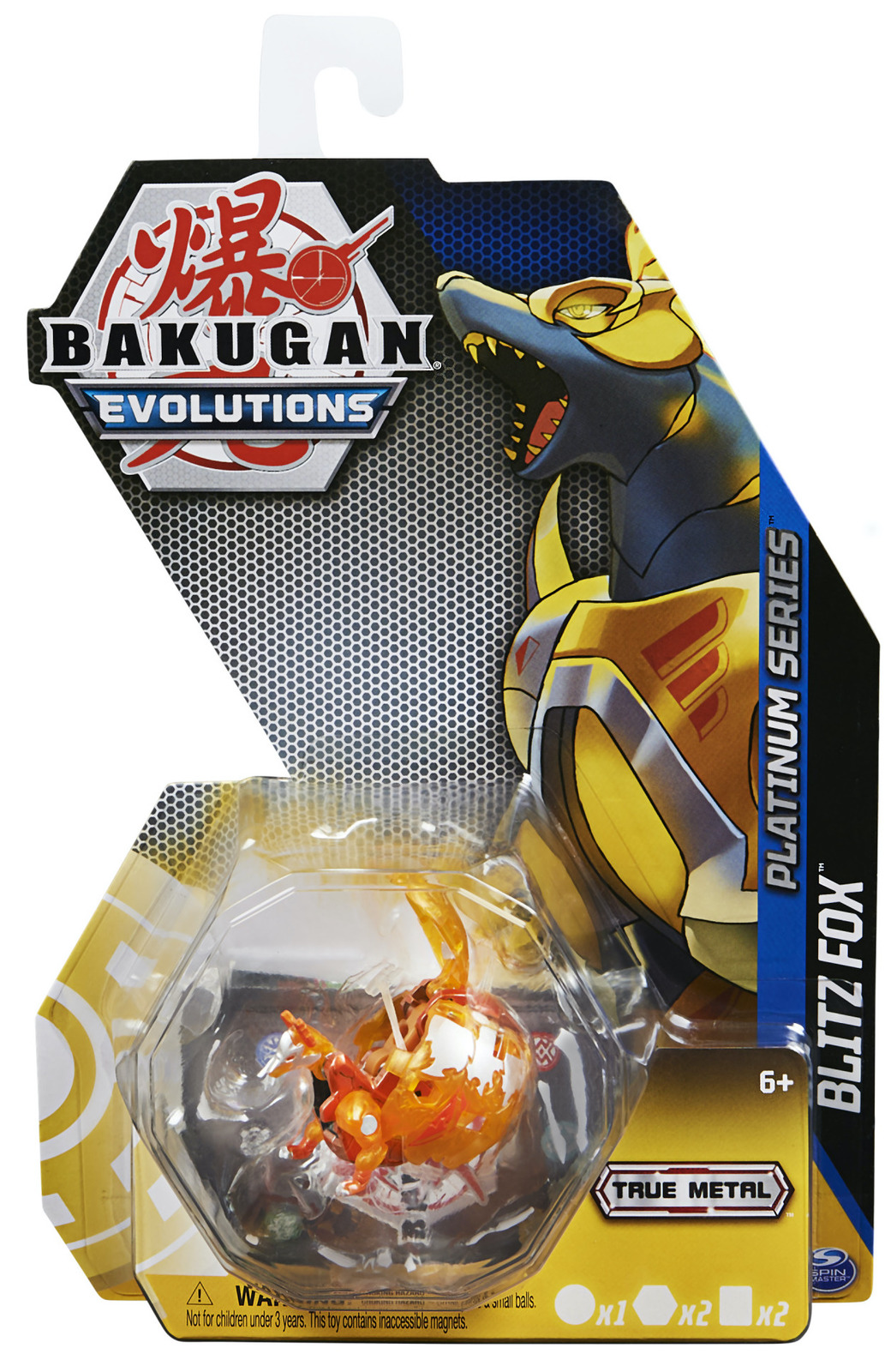 Bakugan Evoluzioni 2022 Serie Platinum Die-cast - Raro Pyrus Blitz Fox Con 2 BakuCores E Carta Personaggio