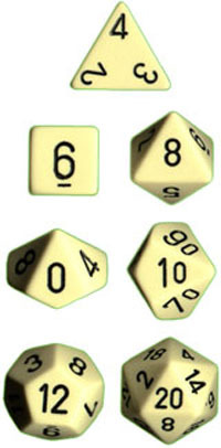 Chessex: Opaque Polyhedral Dice Set - Ivory/Black image