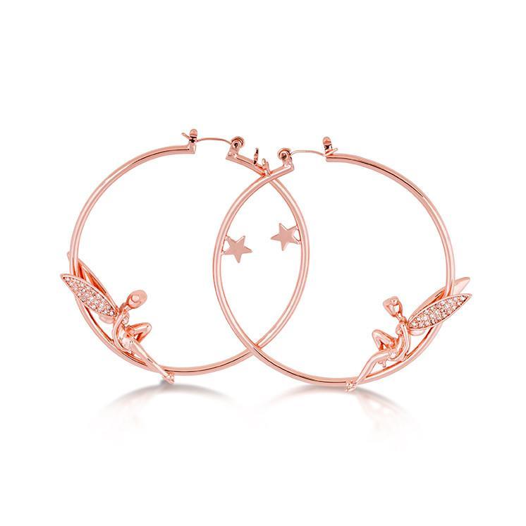 Disney: Tinker Bell Hoop Earrings- Rose Gold