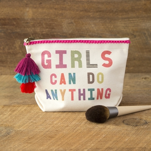 Natural Life: Canvas Cosmetic Pouch - Girls Can Anything image