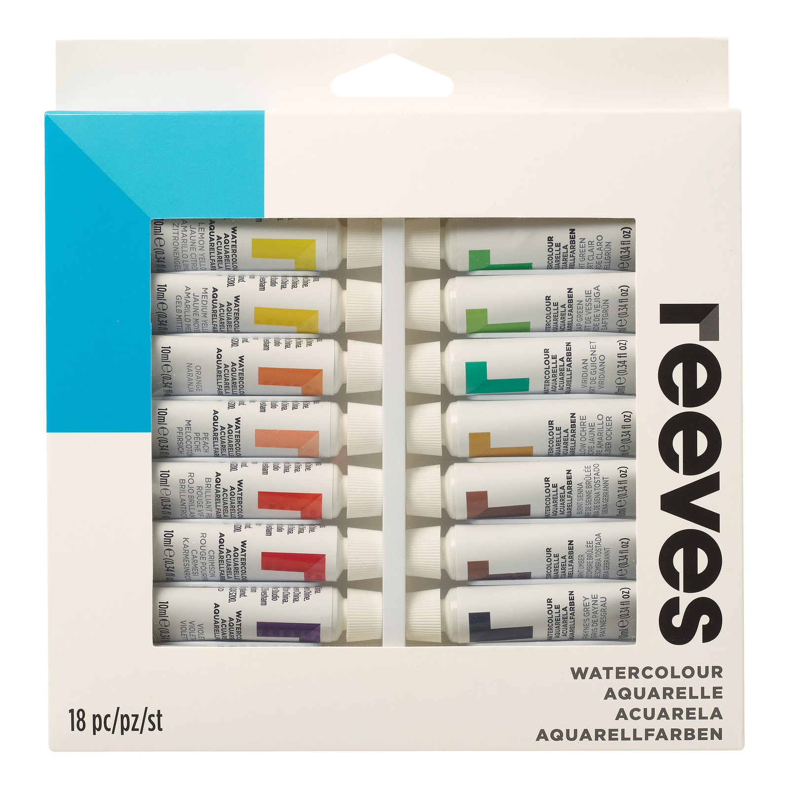 Reeves Water Colour Paints 10ml - Set of 18 image