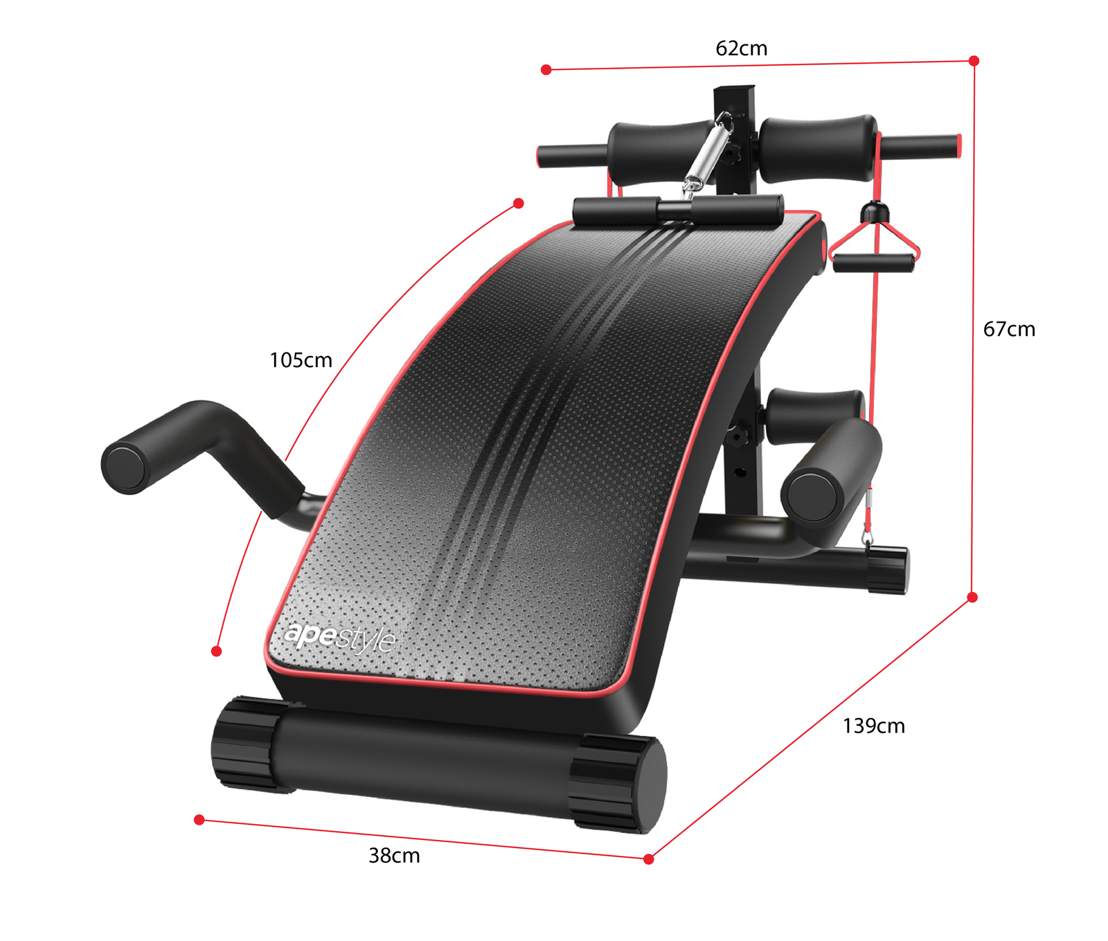 Ape Style Adjustable Incline Decline Sit-Up Bench with Resistance Bands image