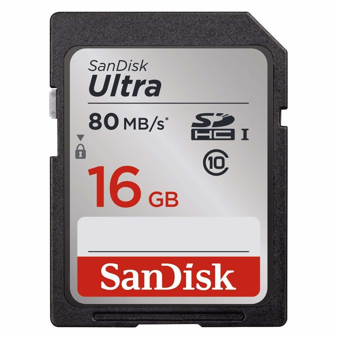 16GB SanDisk Ultra Class 10 SDHC UHS-I Up to 80MB/s Memory Card image