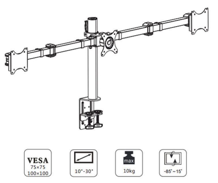 Loctek: DLB113 Three Monitor Desk Mount (10" - 30") image
