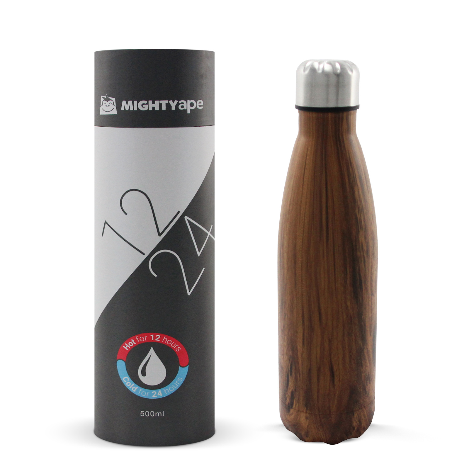 Insulated Stainless Steel Bottle 500ml Teak Wood image