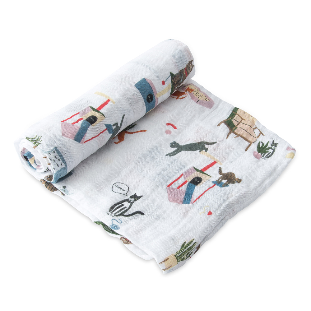 Little Unicorn - Single Cotton Muslin Swaddle - Meow