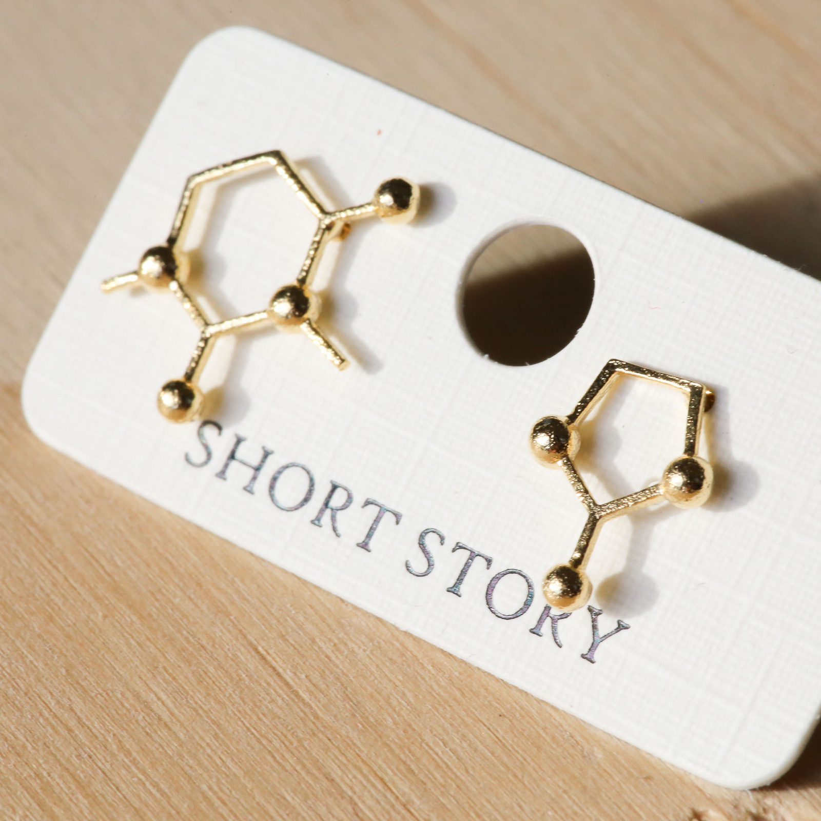 Short Story: Funky Play Earrings - Gold Molecule image