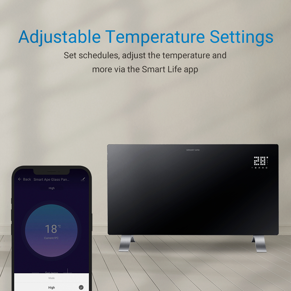 Buy Smart Ape 2400W Smart Glass Panel Heater (Black) at Mighty Ape NZ