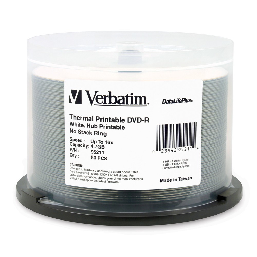 Verbatim DVD-R 4.7GB White Wide Thermal 16x (50 Pack)