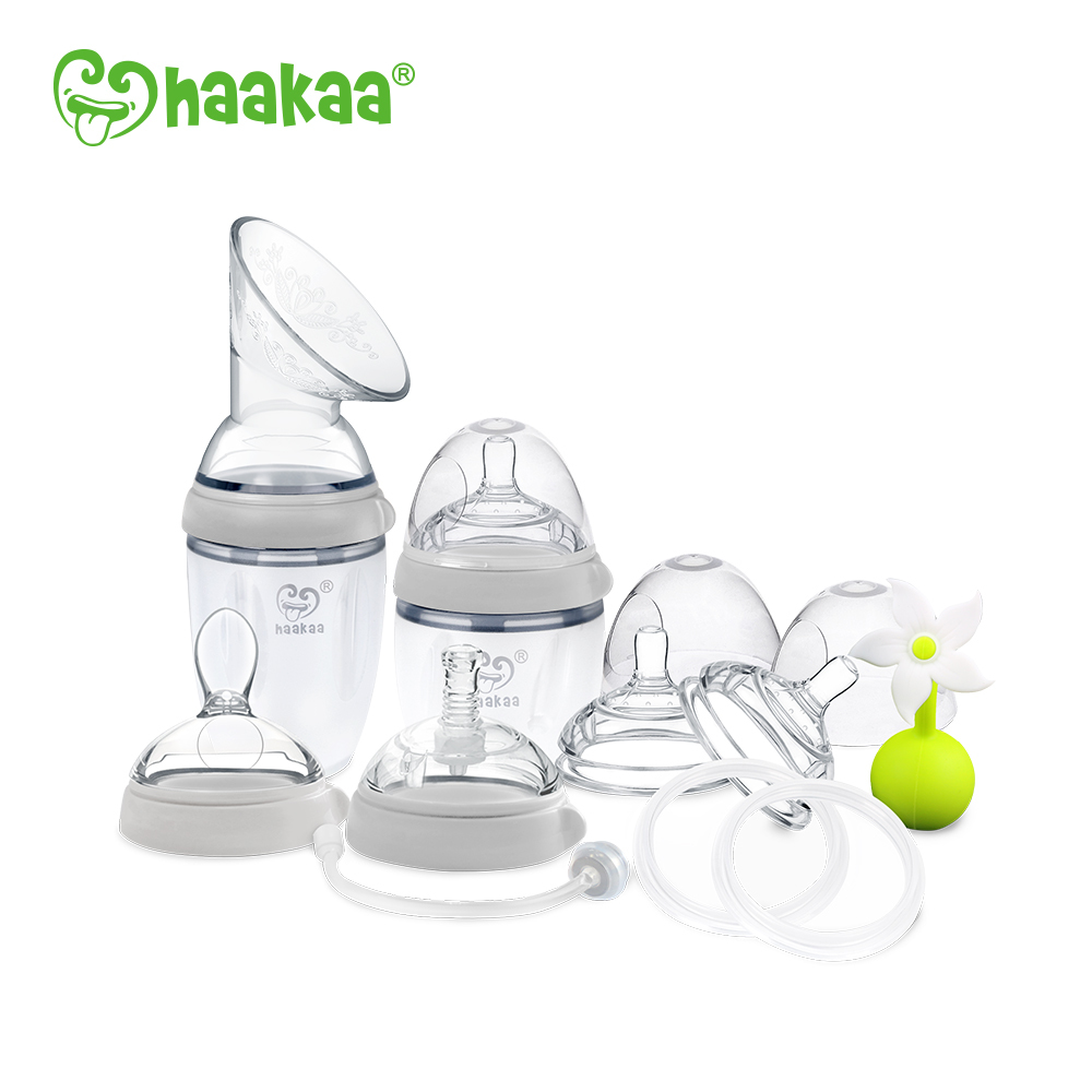 Haakaa: Generation 3 Silicone Breast Pump and Bottle Premium Pack - Gray image