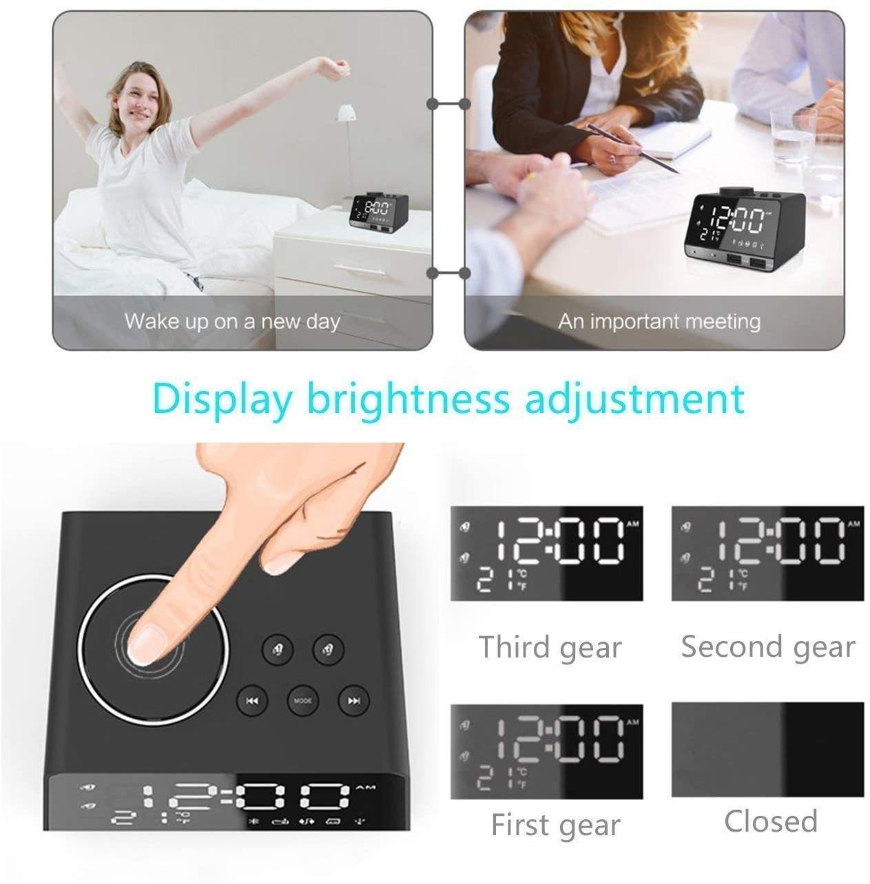 Alarm Clock with USB Charger, 4.2" LED Digital Alarm Clock with FM