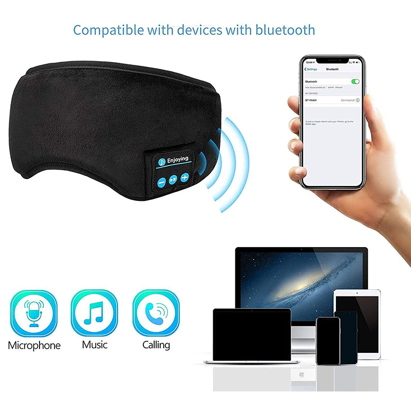 Bluetooth Wireless Handsfree Sleeping Eye Mask Headphones Black at
