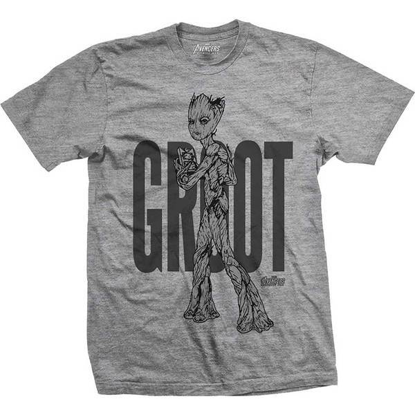 Avengers Infinity War Teen Groot Colour Mens Grey TS: Small image