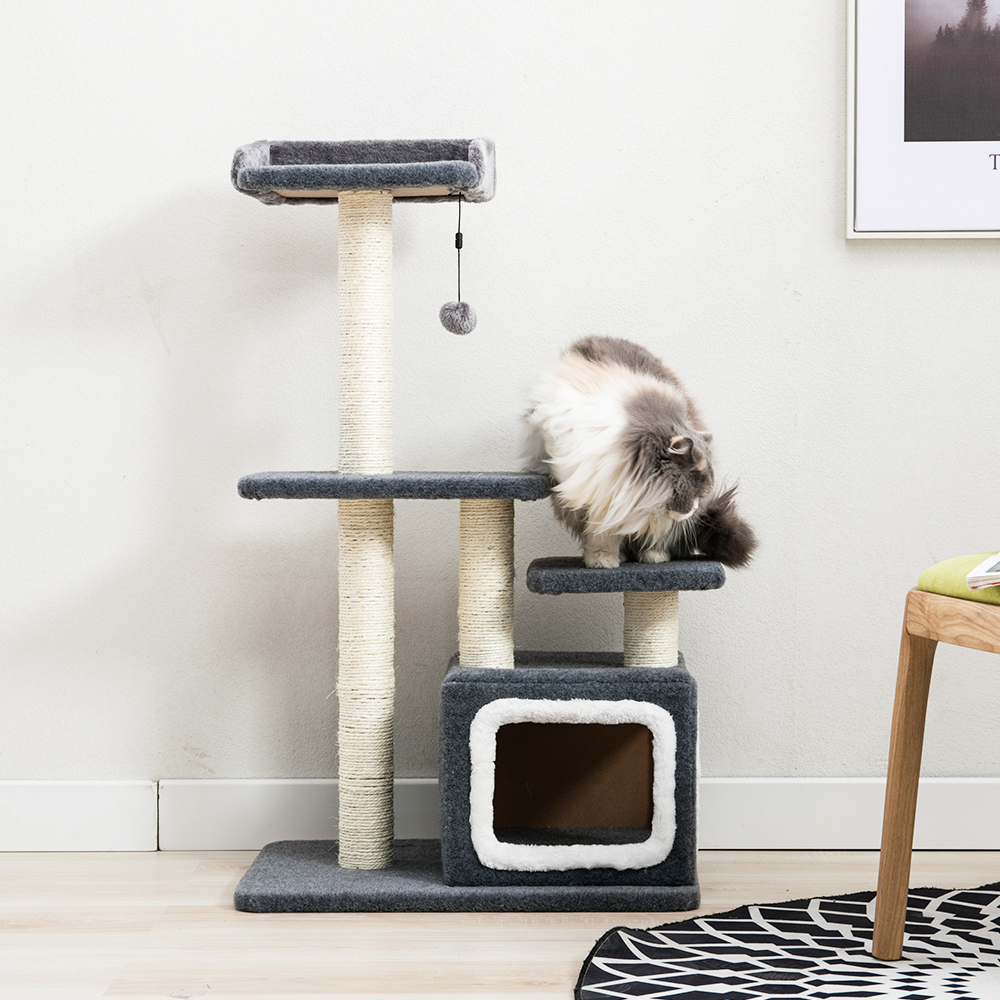 Gorilla: Cat Tree (4 Levels) With Snuggle Cube 1M Charcoal / White image
