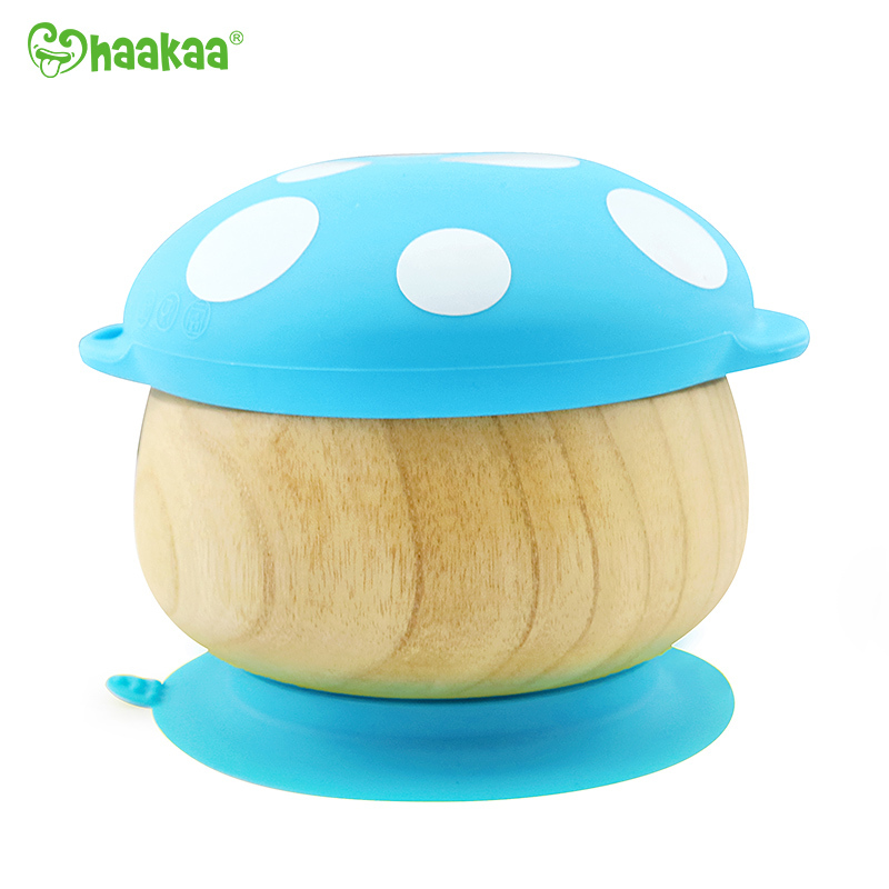 Haakaa: Wooden Mushroom Bowl with Suction Base - Blue image