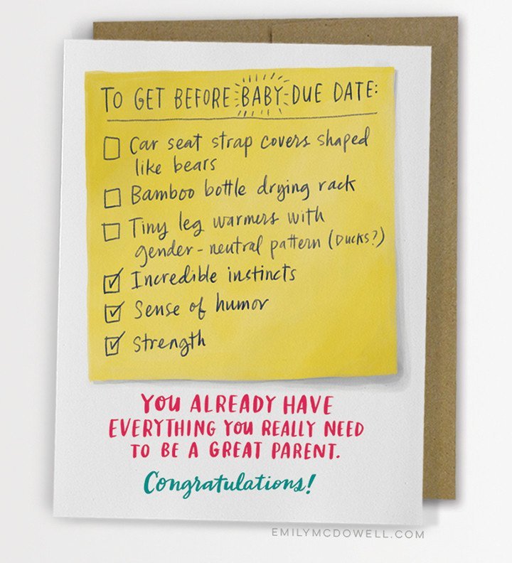 Emily McDowell: Due Date Checklist Baby - Greeting Card image
