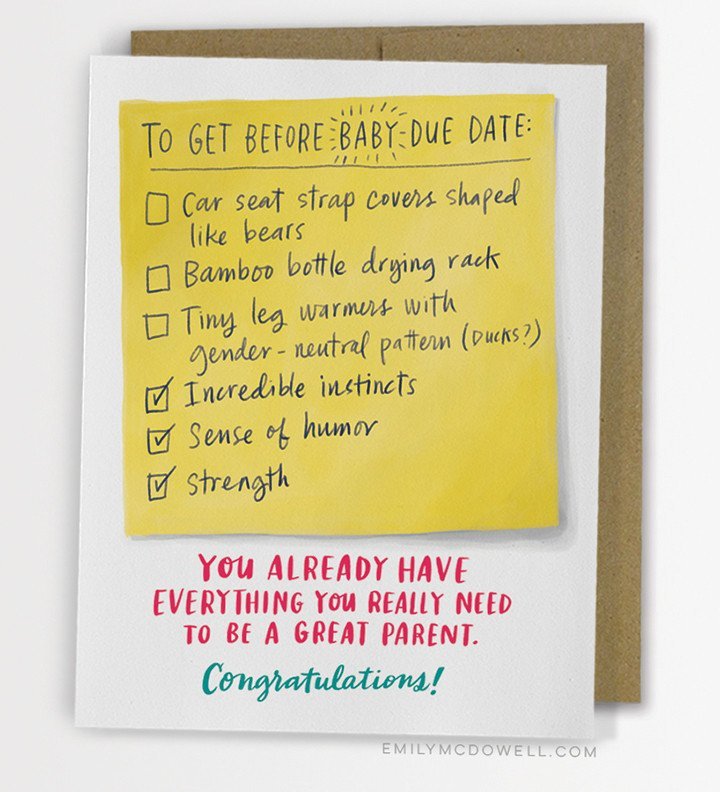 Due Date Checklist Baby - Greeting Card image