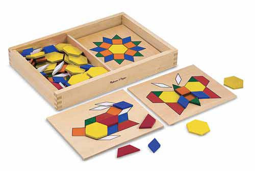 Melissa & Doug: Wooden Pattern Blocks and Boards image