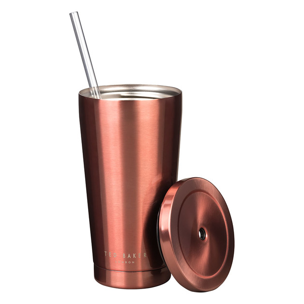 Ted Baker Stainless Steel Tumbler & Straw (Rose Gold)