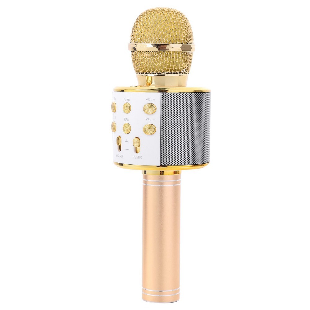 Karaoke Microphone with Bluetooth Speaker - Gold image