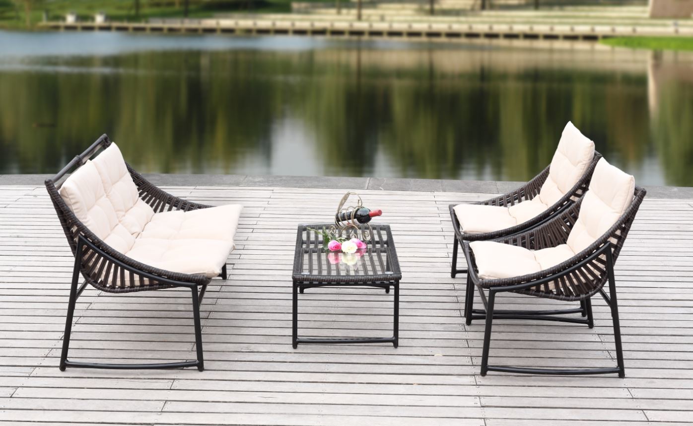 Rattan Wicker Outdoor Sofa Paradise Lounge Set 3 - Beige/Brown