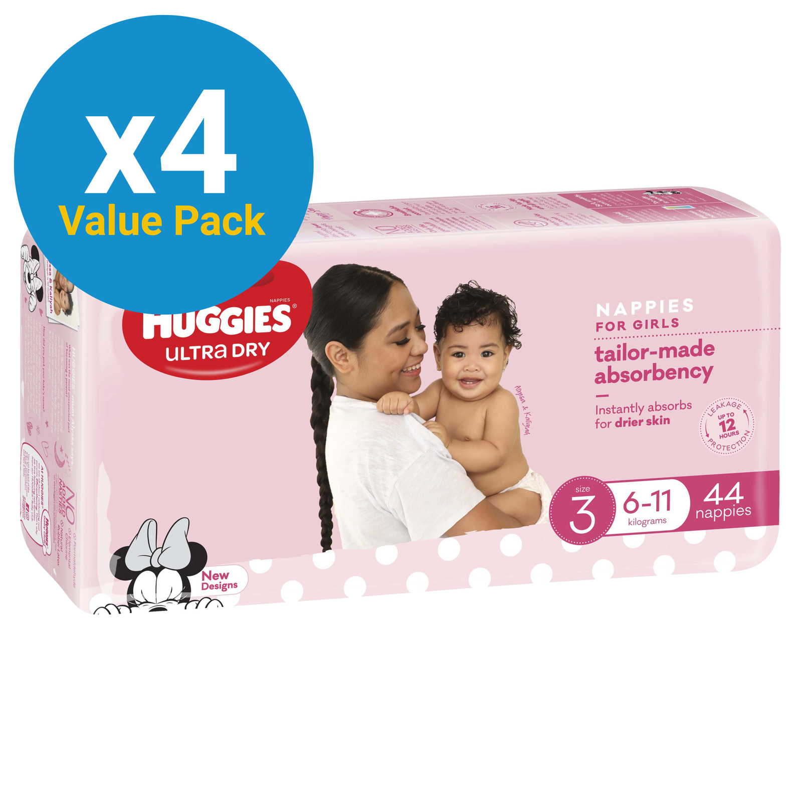 Huggies Ultra Dry Crawler Girl Nappies Value Box - Size 3 (176) image