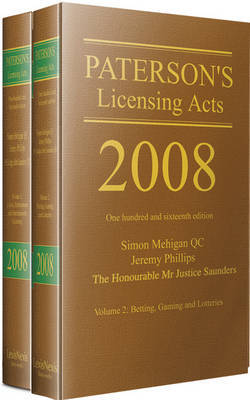 Paterson's Licensing Acts 2008 on Hardback