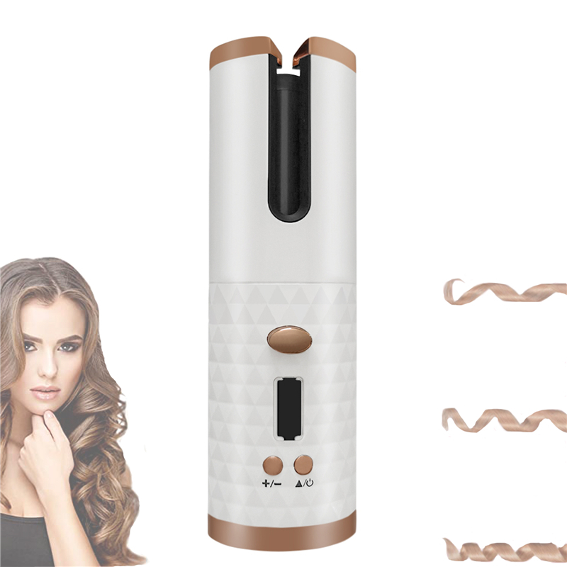 Wireless Auto-Rotating Ceramic Hair Curler - White image
