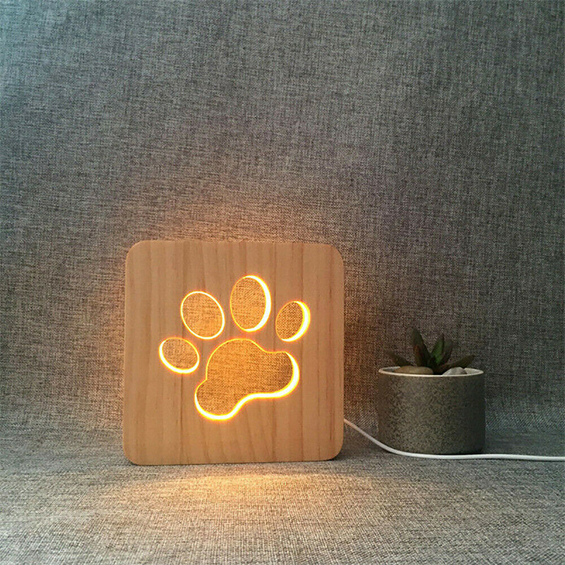 Pawprint Wooden LED Night Light Dog at Mighty Ape Australia