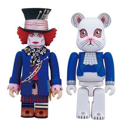 Kubrick Mad Hatter (Blue Jacket Version) & Bearbrick White Rabbit Cat Figures image