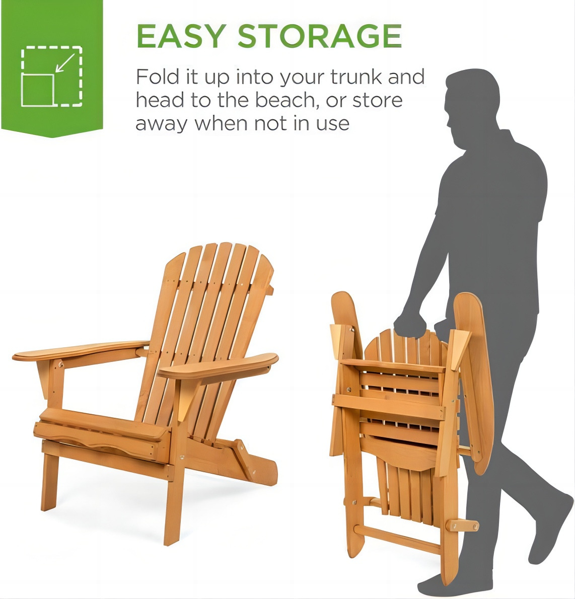 Buy Solid Wood Folding Adirondack Chair at Mighty Ape NZ