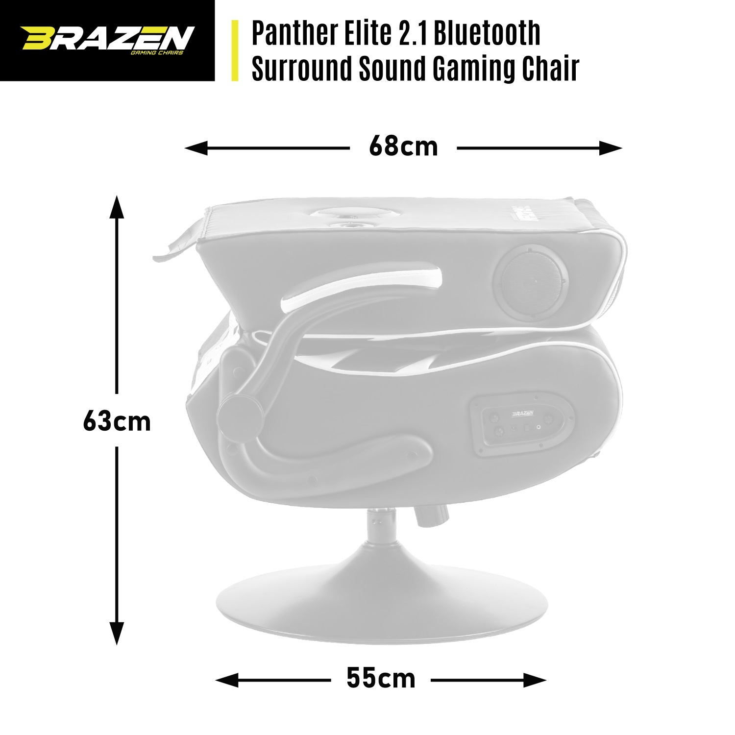 BraZen Panther Elite 2.1 Bluetooth Surround Sound Gaming Chair (Red) for image