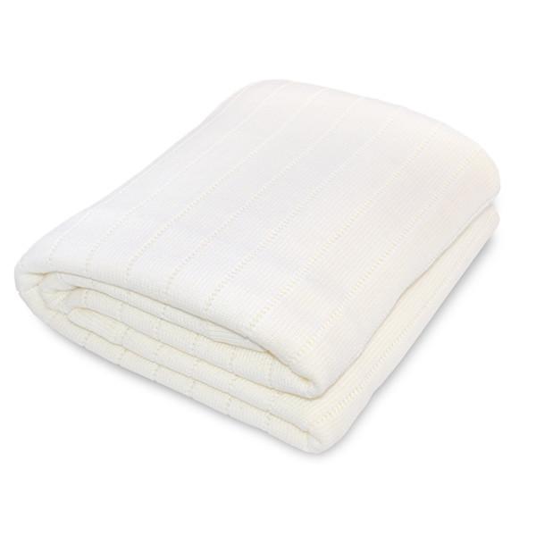 Ecosprout: Non-itchy Merino Wool Self Stripe Pointelle Blanket (Cot/Single)