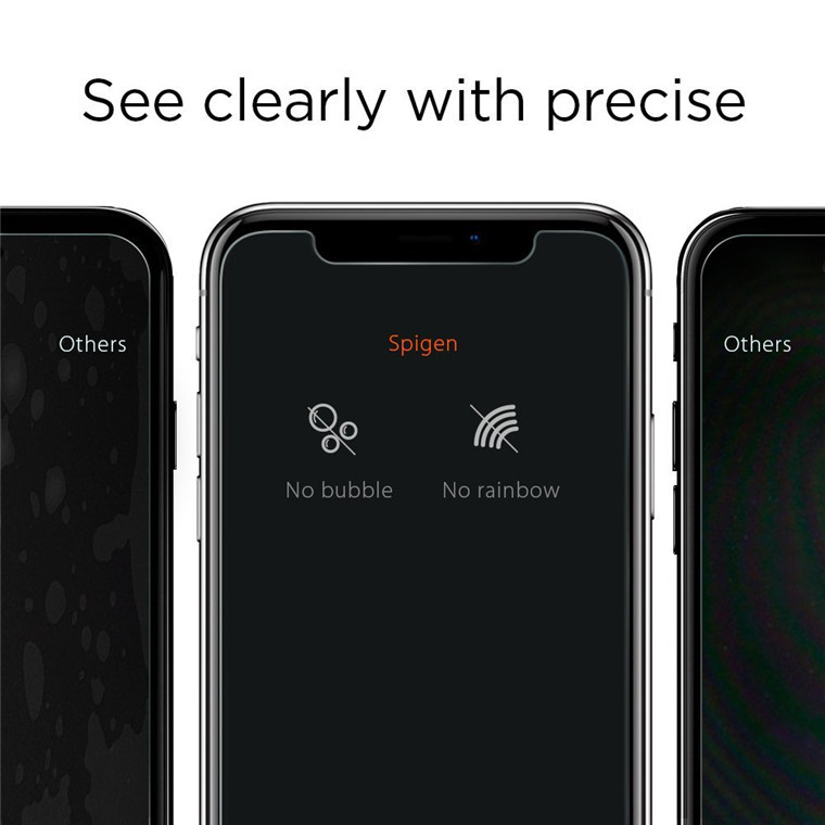 Spigen iPhone X Premium Tempered Glass Screen Protector Super HD Clarity image