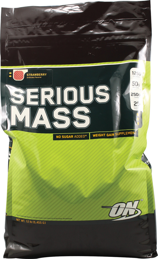 Buy Optimum Nutrition Serious Mass Strawberry (5.44kg) at Mighty Ape NZ
