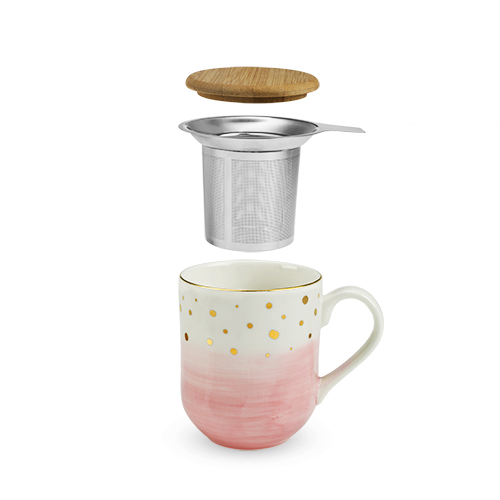 Casey Pink Ceramic Tea Mug & Infuser