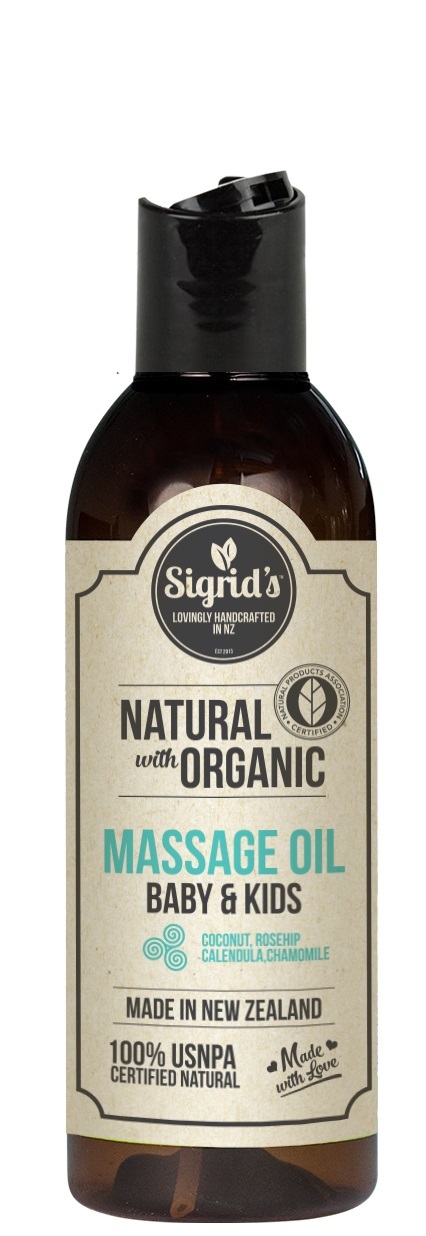 Sigrid's Natural Baby & Kids Massage Oil - Calendula, Chamomile, Rosehip (125ml) image