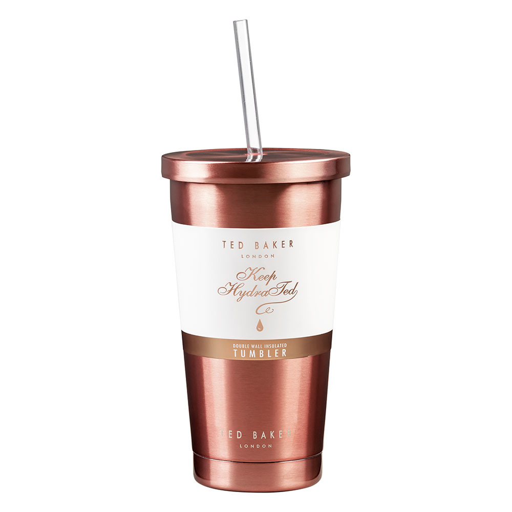 Ted Baker Stainless Steel Tumbler & Straw (Rose Gold)