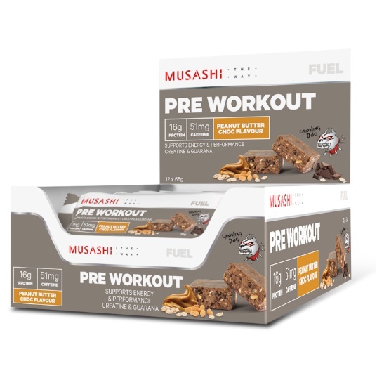 Buy Musashi PreWorkout Protein Bars Peanut Butter Chocolate (Box of
