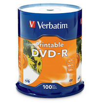 Verbatim DVD-R 4.7GB 100Pk White InkJet 16x image