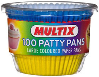 Multix Large Coloured Patty Pans 100 Pack