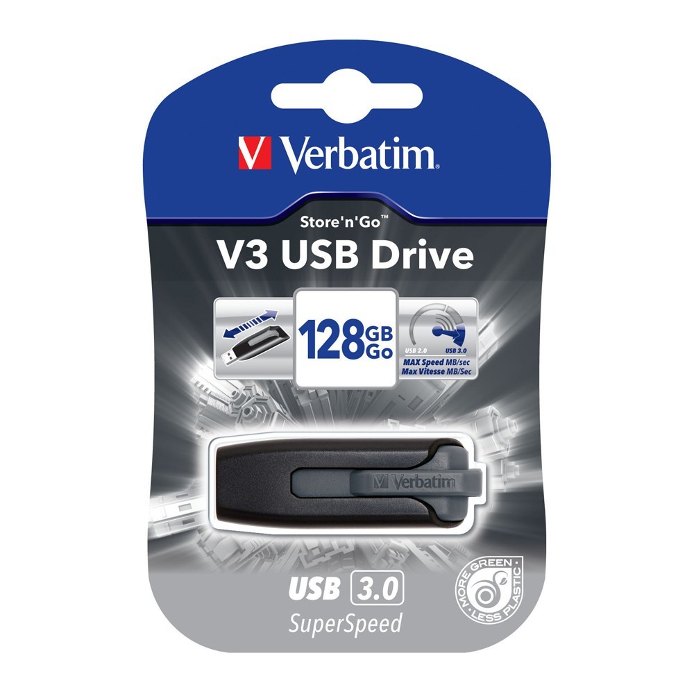 Verbatim Store'n'Go V3 USB 3.0 Drive - 128GB (Grey) image