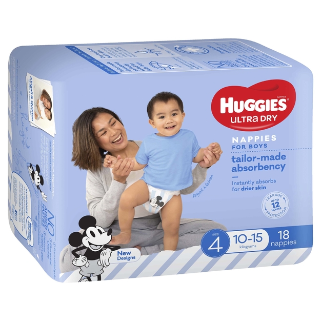 Buy Huggies Ultra Dry Boy Nappies Size 4 (18 Pack) at Mighty Ape