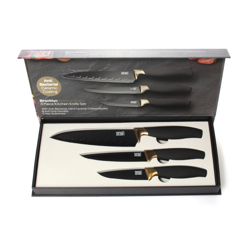 Taylor's Eye Witness 3pc Brooklyn Knife Set Copper Bolster at