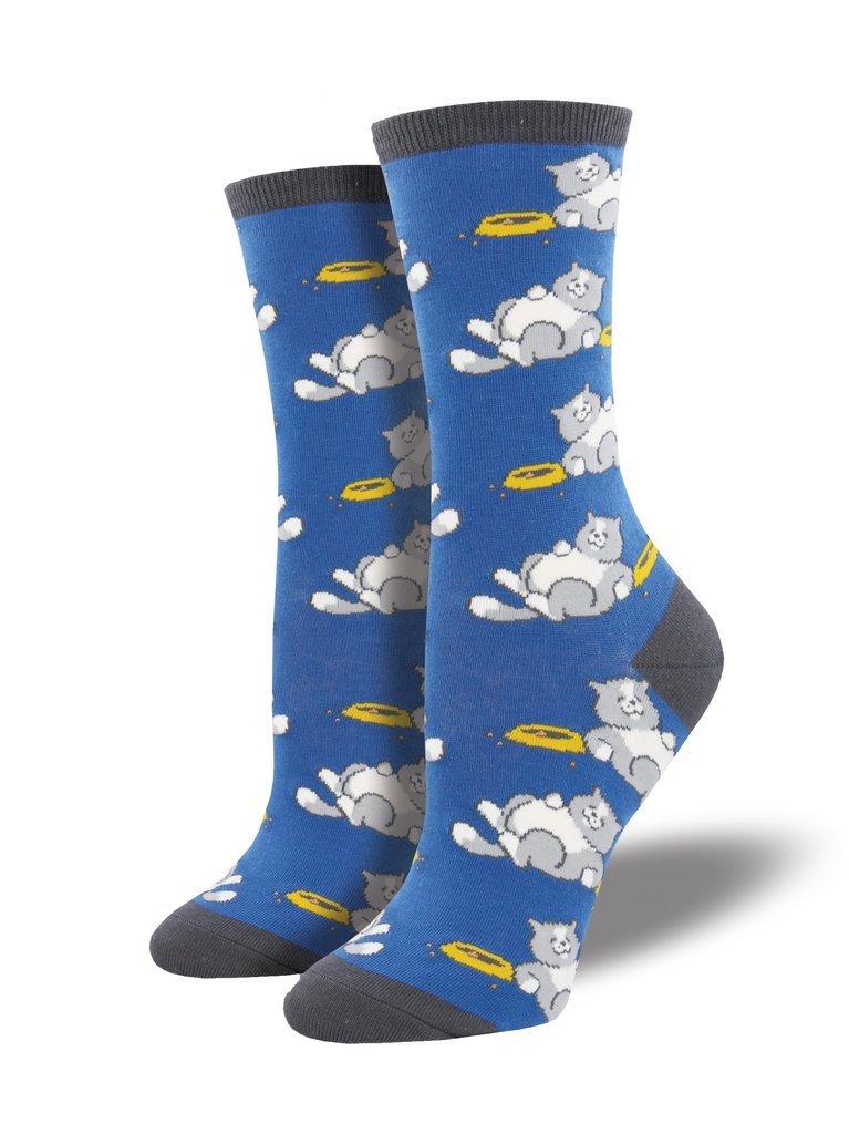 Womens Deep Periwinkle Time For A Cat Nap Crew Socks Women's at