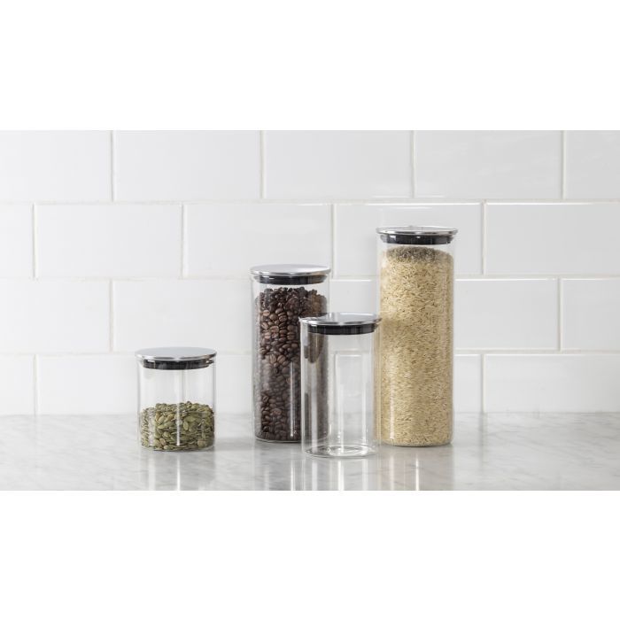 Davis & Waddell Glass Canisters with Stainless Steel Lids at Mighty